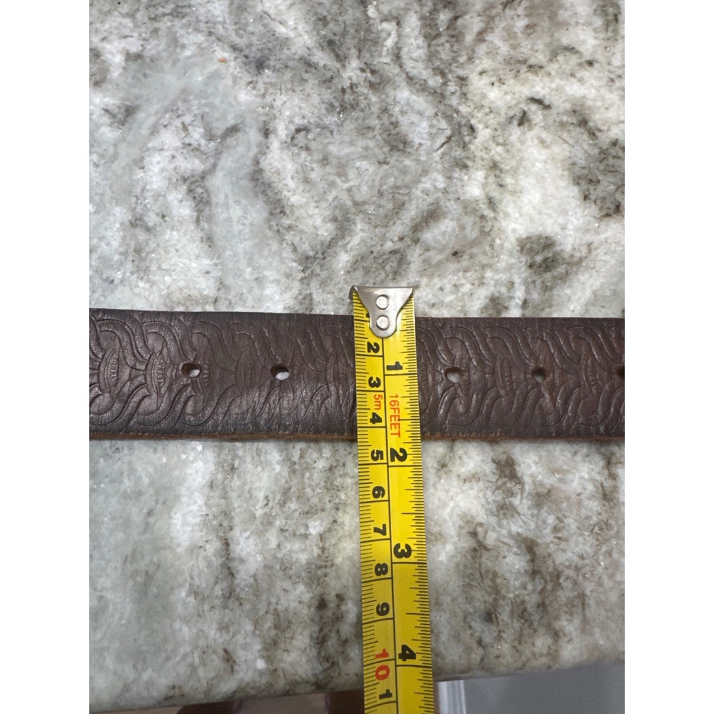 Vintage brown tooled leather belly Mossimo Supply Co. scale embossed pattern XL - Picture 8 of 8